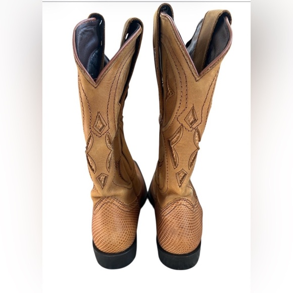NEW Dingo Men’s Dodge City Leather Boots Western Tan Brown Size 7 D main image 2